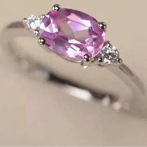 Pink Gemstone Ring Ladies Chic Fashion